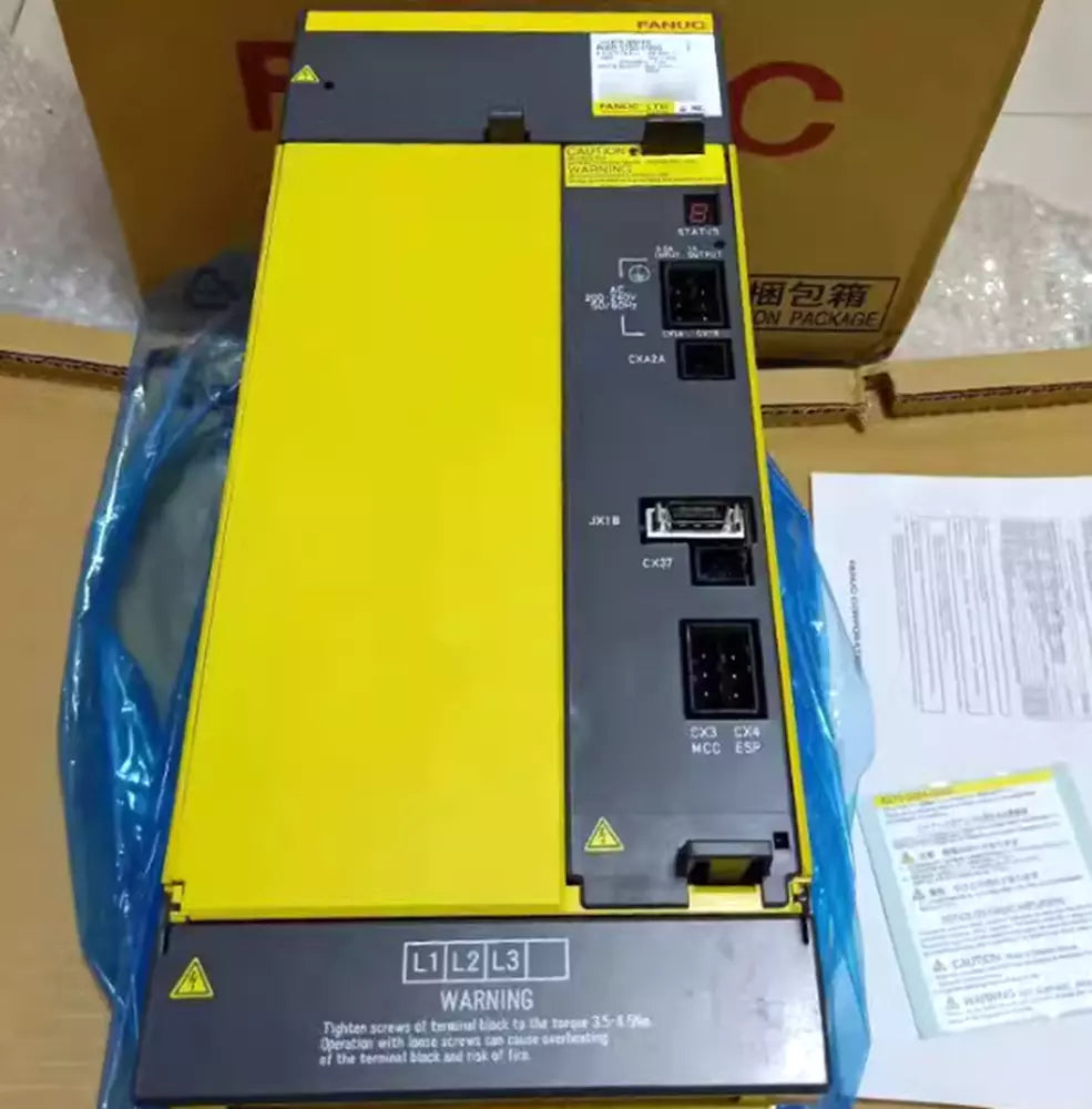 FANUC A06B-6150-H060 Servo Drive Amplifier, yellow and gray industrial equipment, visible labels and warnings.