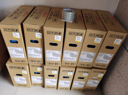 FANUC A06B-6079-H206 servo amplifier modules in boxes, new industrial automation parts ready for shipping.