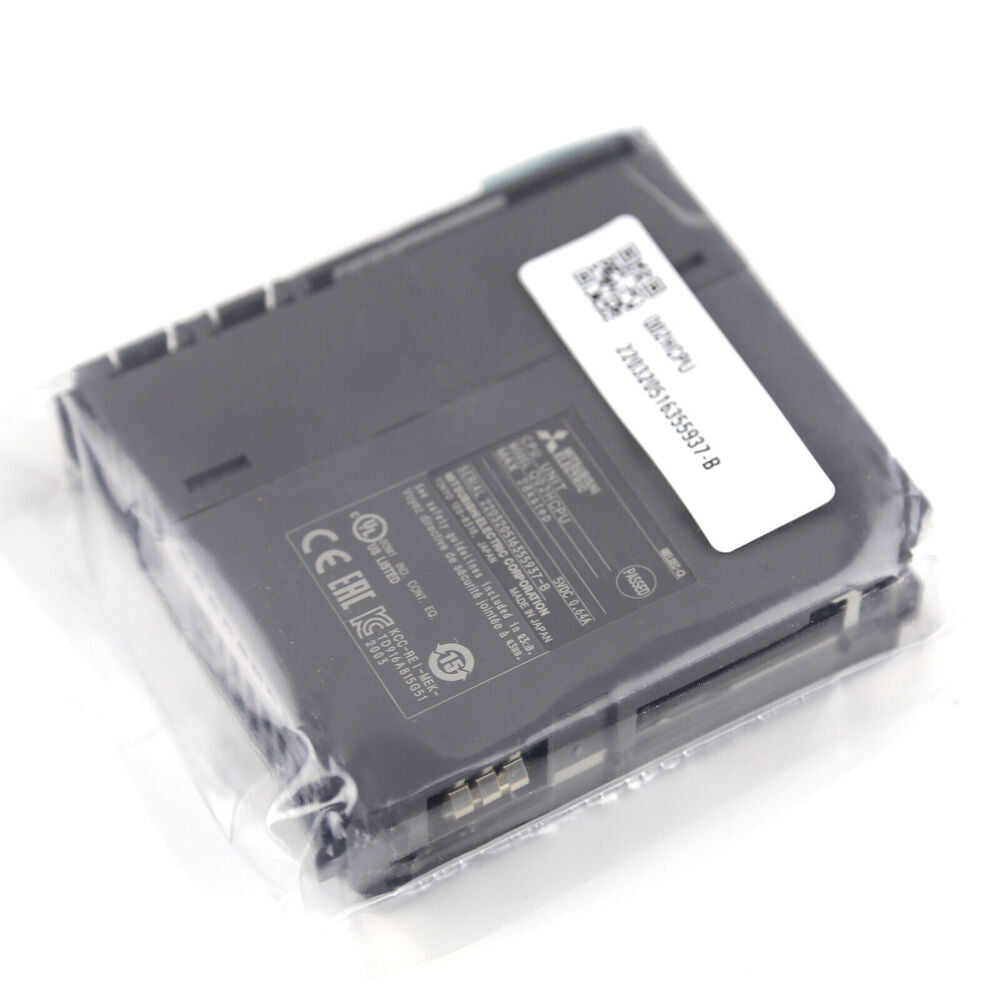 Mitsubishi Q02HCPU PLC Module, New In Box. Industrial automation part, model Q02HCPU, with serial 220320516355937-B.