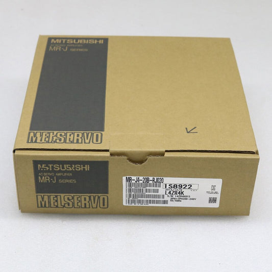 Mitsubishi MR-J4-20B-RJ020 servo drive in original packaging, Melservo product.