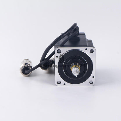 YASKAWA SGMEV-04ADA6C AC Servo Motor, black motor with attached cables, product view.