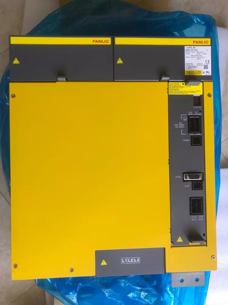 FANUC A06B-6140-H055 Servo Amplifier, yellow and gray industrial automation part, expedited shipping.