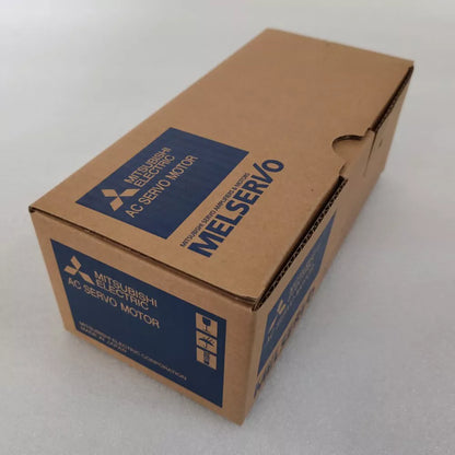 Mitsubishi AC Servo Motor HF75T-A48 in original packaging, showcasing product details and brand identity
