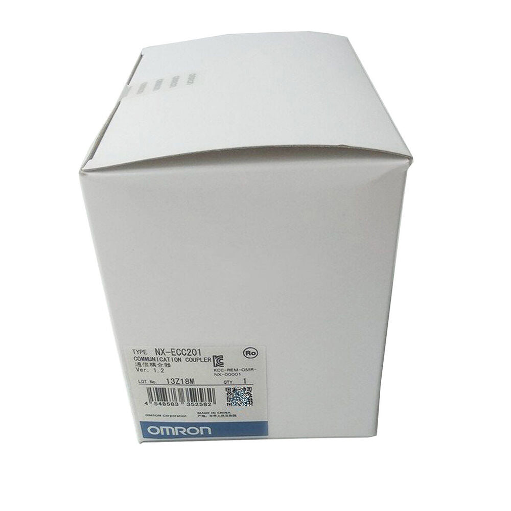 Omron NX-ECC201 EtherCAT Coupler Unit in box, communication coupler for industrial automation.