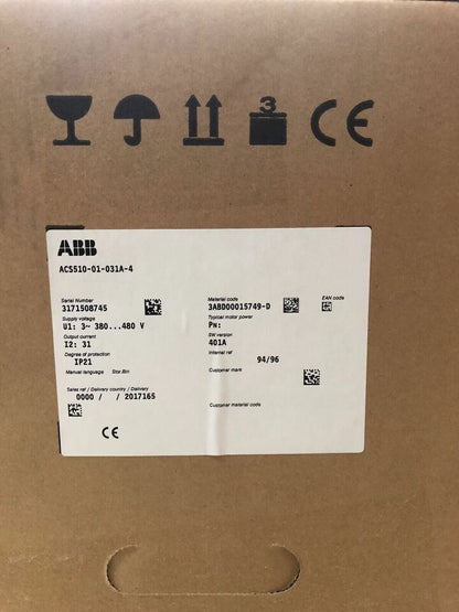 ABB ACS510-01-031A-4 Frequency Converter Label, IP21 Protection, Industrial Automation Part