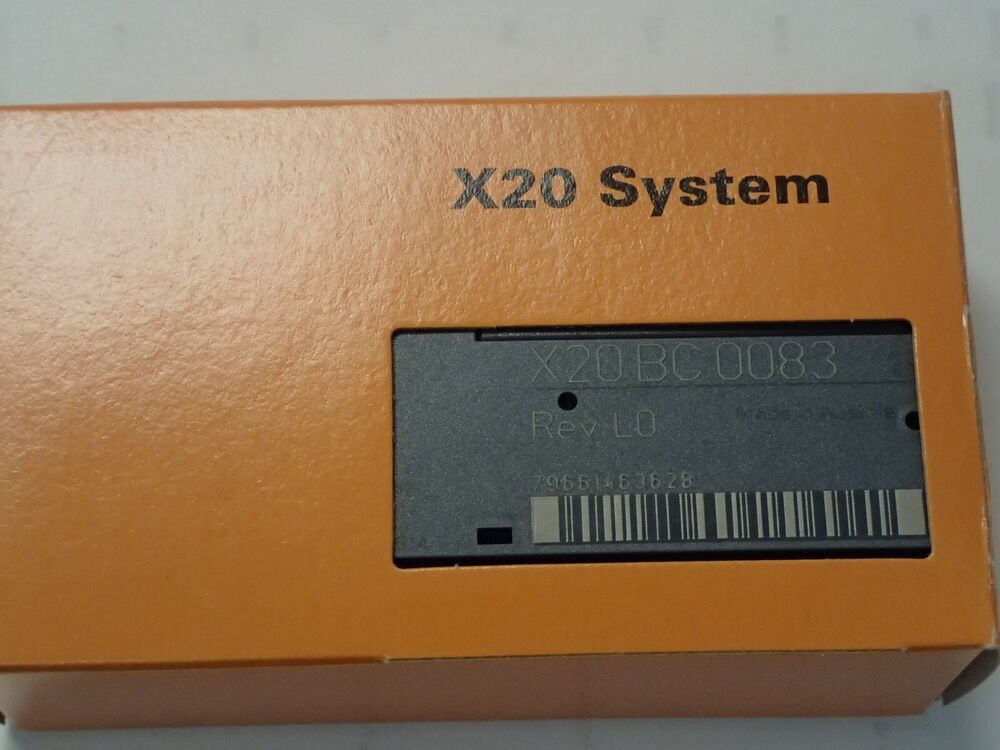 B&R X20 System Power Supply Module, X20 BC 0083, orange box. Industrial automation parts for PLC.