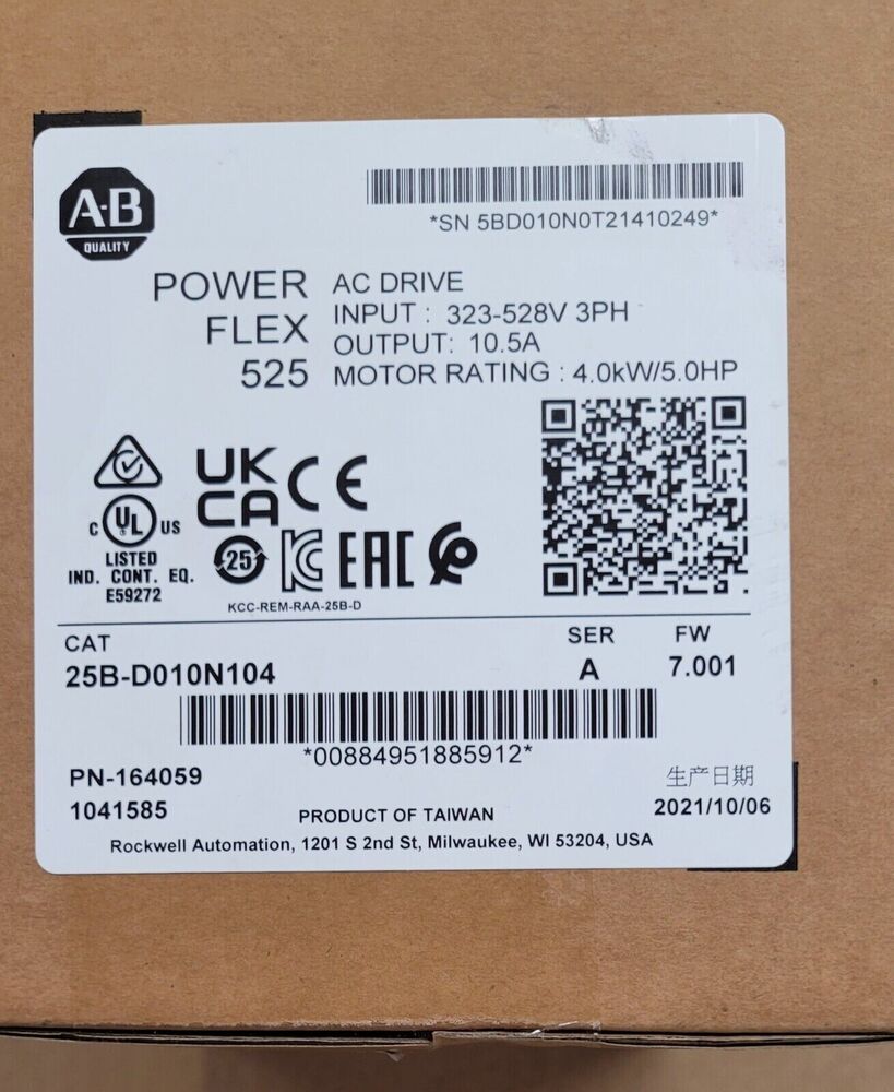 New Factory Sealed AB 25B-D010N104 PowerFlex 525 4kW 5Hp AC Drive !AB