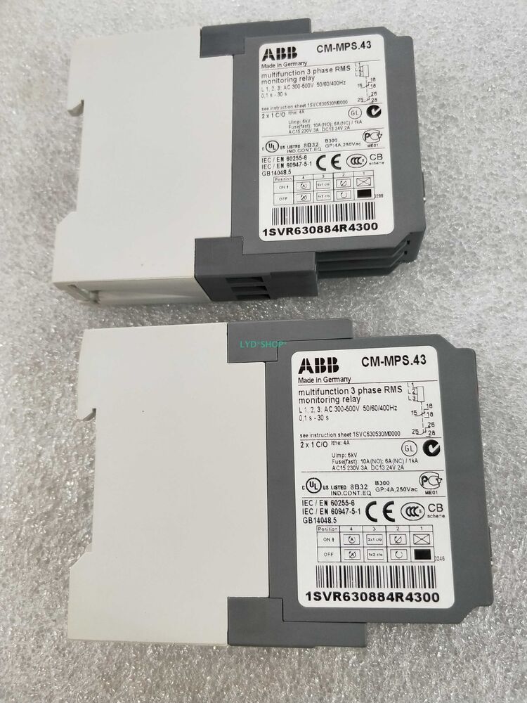 ABB CM-MPS.43 multifunction 3-phase RMS monitoring relay, PLC component, 1SVR630884R4300