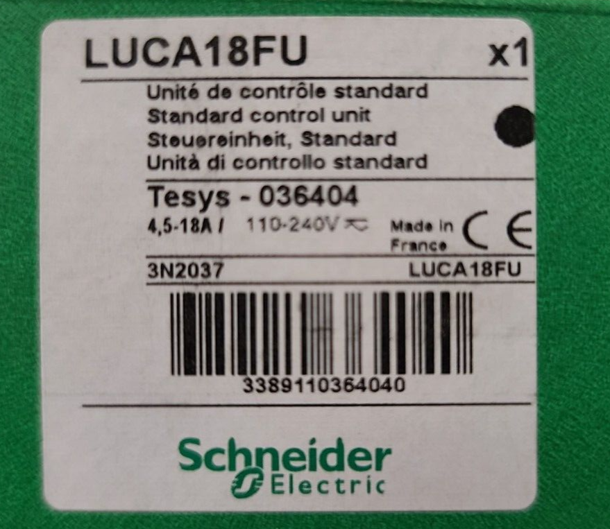 Schneider LUCA18FU TeSys U Motor Starter Overload Relay Standard Control Unit