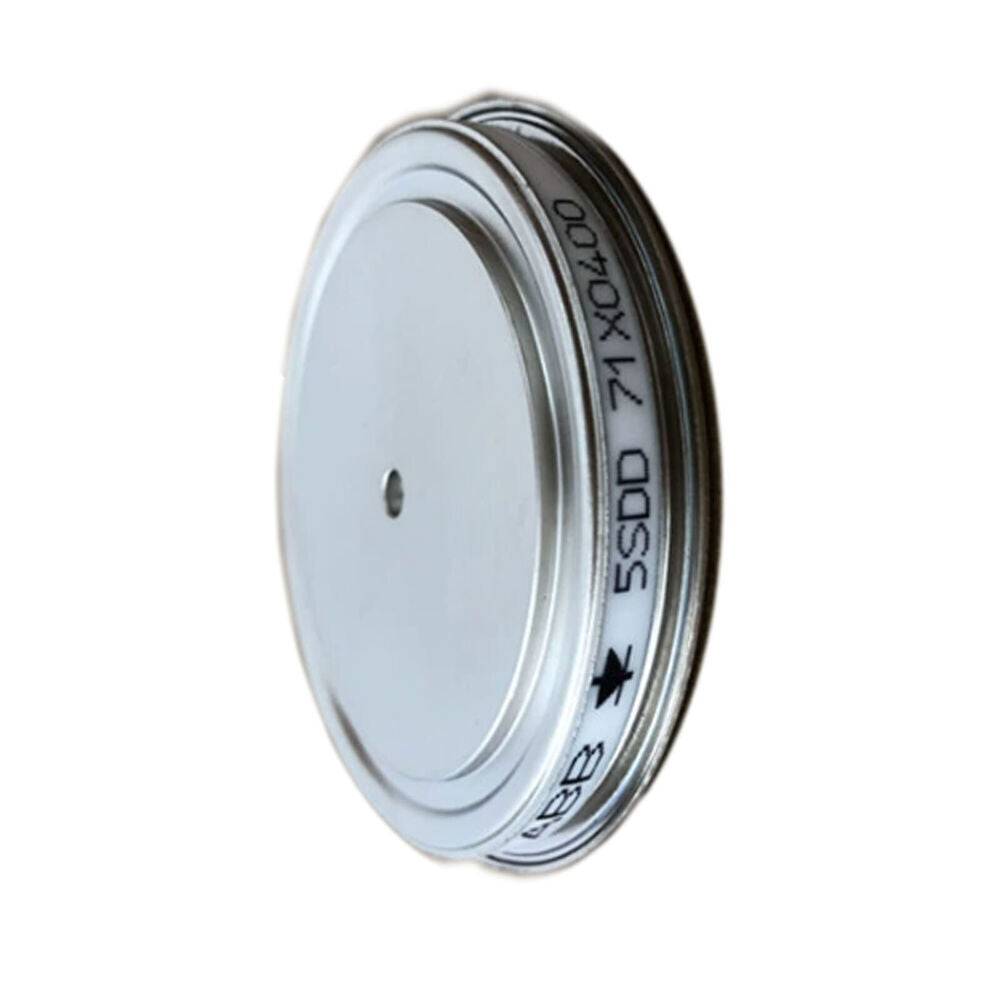 ABB 5SDD 71X0400 thyristor module, silver component with text, industrial automation part