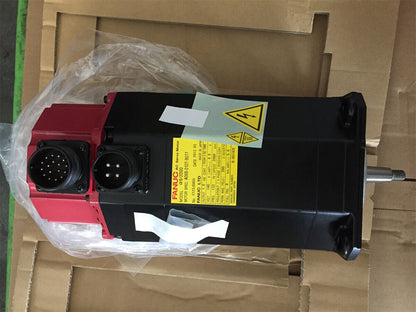 FANUC A06B-0127-B077 Servo Motor, Black and Red Housing with Connectors, Industrial Automation Part
