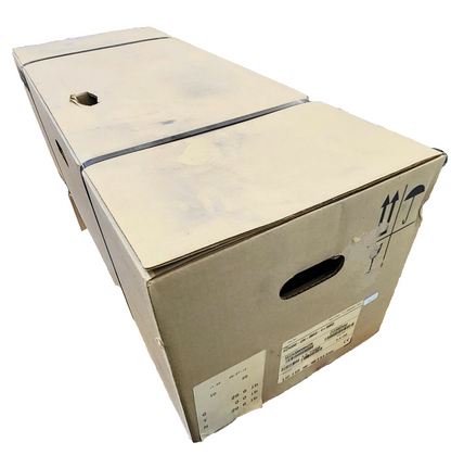 ABB ACH550-UH-08A8-4+B055 VFD packaged in a brown cardboard box with black straps, ABB Drives.