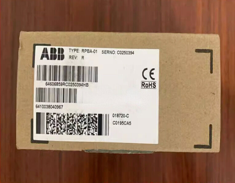 ABB RPBA-01 Profibus Comm Module box with product label, CE/RoHS certification, fast shipping