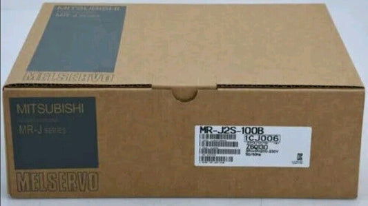 Mitsubishi MR-J2S-100B AC Servo Drive in its original packaging. Featuring Mitsubishi Electric MELSERVO.
