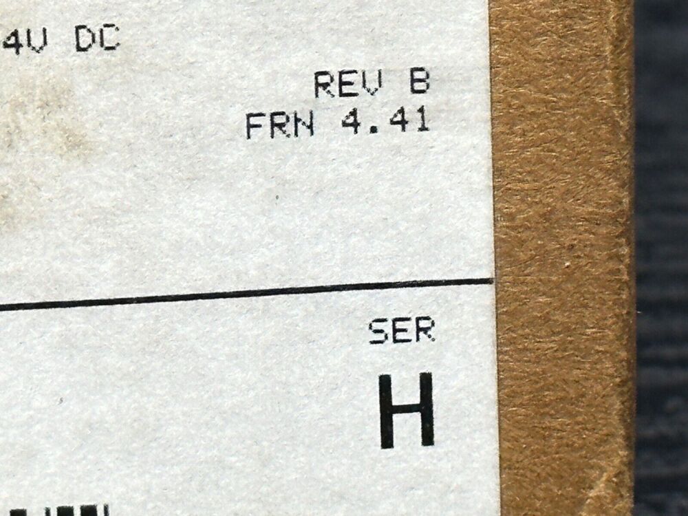 Allen-Bradley 2711-B5A8L1 PanelView 550 details: REV B, FRN 4.41, SER H. Industrial Automation PLC spare part label.