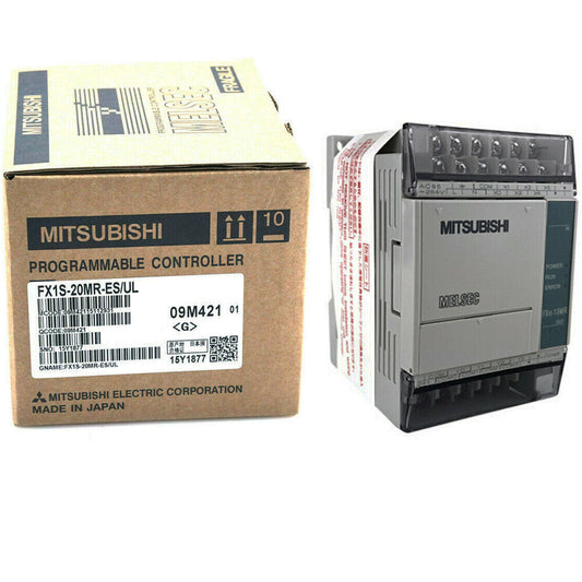 Mitsubishi FX1S-20MR-ES/UL PLC Module. Programmable Controller, with product label. Made in Japan. MELSEC series.