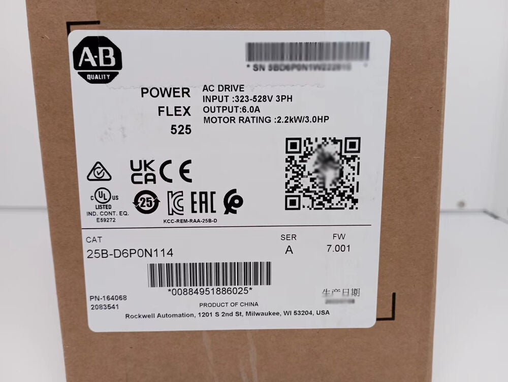 New Factory Sealed Allen-Bradley 25B-D6P0N114 PowerFlex 525 AC Drive ！