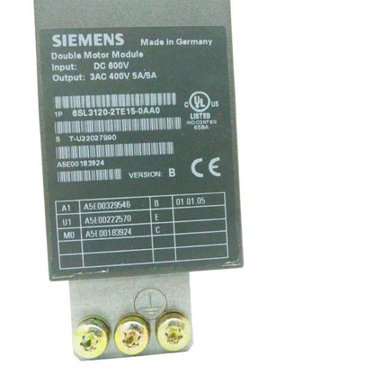 Siemens SINAMICS 6SL3120-2TE15-0AA0 motor module. Made in Germany, DC 600V input. Industrial automation part.