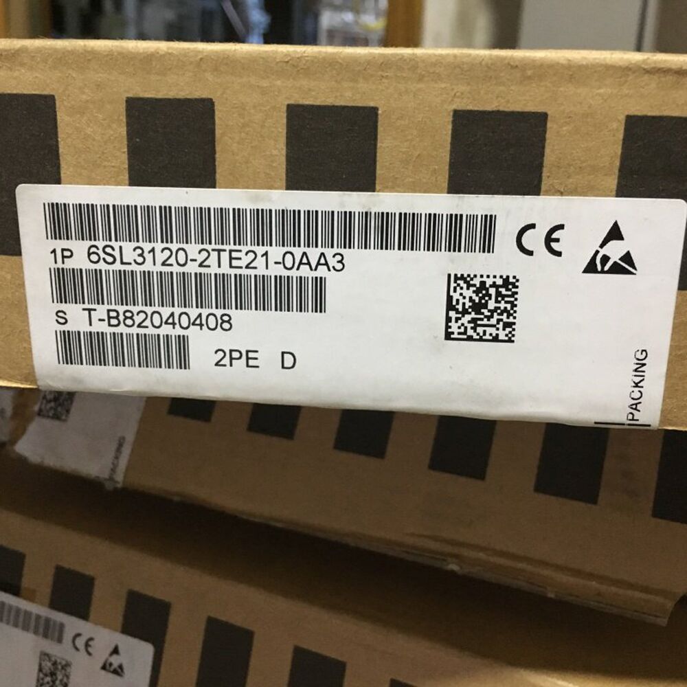 Siemens SINAMICS S120 Double Motor Module 6SL3120-2TE21-0AA3 packaging label.