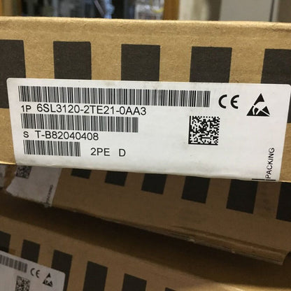 Siemens SINAMICS S120 Double Motor Module 6SL3120-2TE21-0AA3 packaging label.