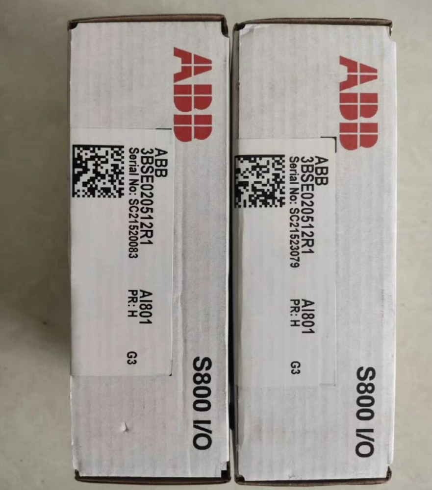 ABB 3BSE020512R1 AI801 Module S800 I/O PLC in boxes. Industrial automation component.