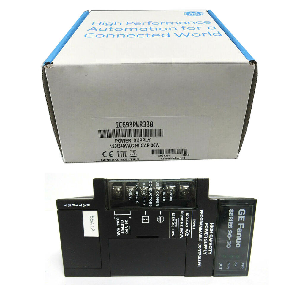 FANUC IC693PWR330 power supply module. Industrial automation high capacity programmable controller.