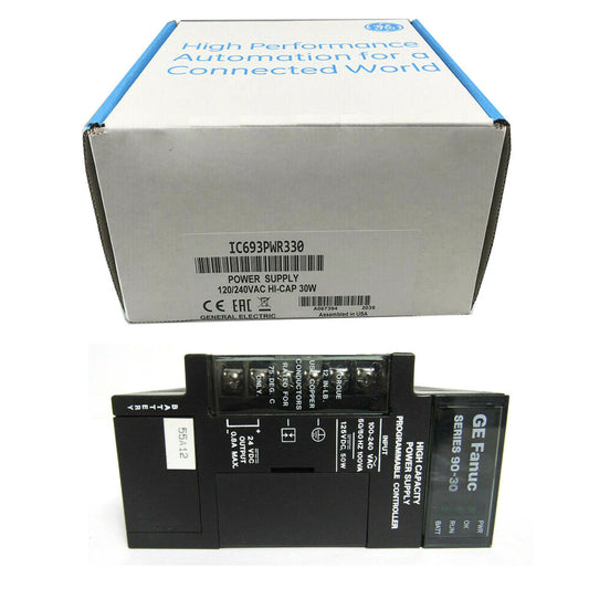 FANUC IC693PWR330 power supply module. Industrial automation high capacity programmable controller.