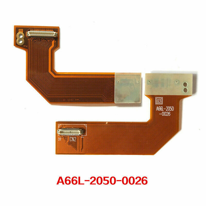 FANUC PLC module A66L-2050-0026, orange PCB flex cable with connectors.