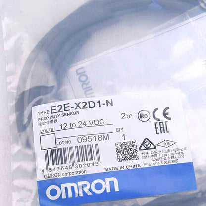 Omron E2E-X2D1-N Proximity Sensor. Shows the sensor product label with details like voltage, quantity, and origin.