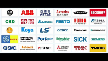 Industrial automation brands logos, including Allen-Bradley, Siemens, Schneider Electric, and more.