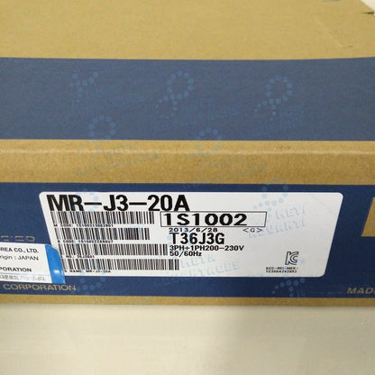 Mitsubishi MR-J3-20A Servo Drive Label, T36J3G model with 3PH+1PH 200-230V 50/60Hz.