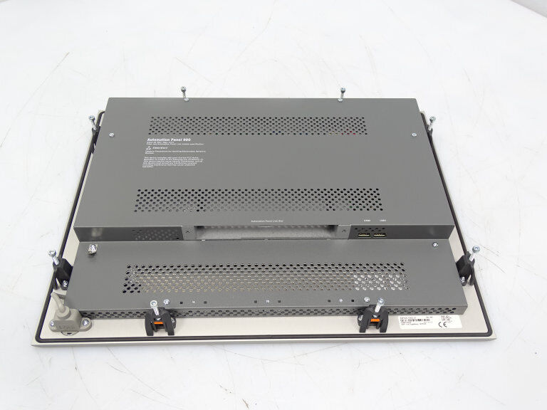 B&R Automation Panel 900 HMI, rear view, metal housing with ports, industrial automation part.