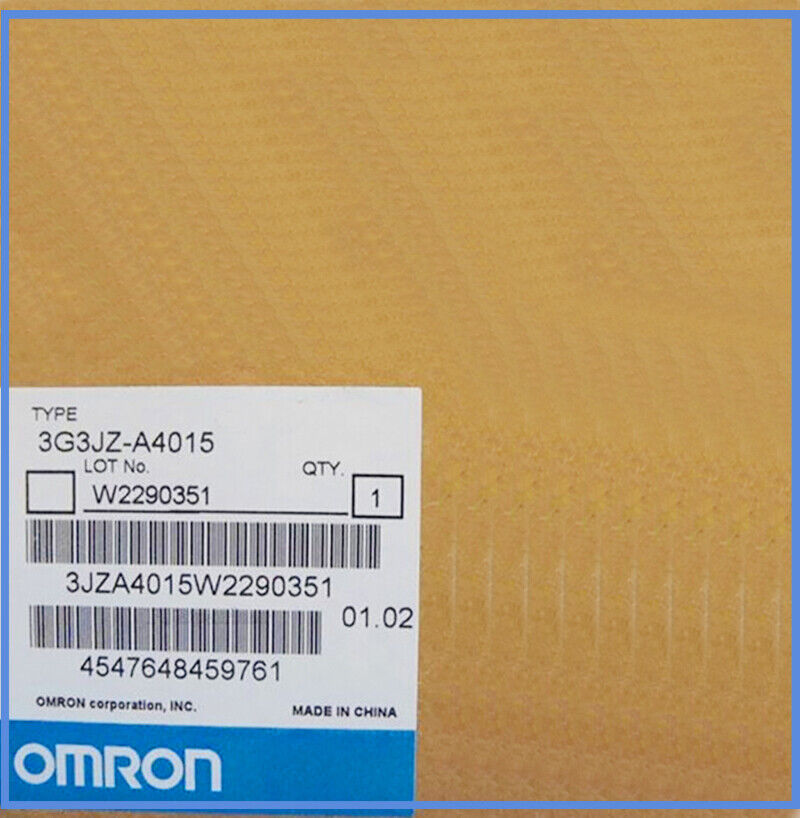 Omron 3G3JZ-A4015 frequency converter product label, W2290351, Made in China.