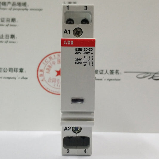 ABB ESB20-20 Installation Contactor, white and gray HMI component. Industrial automation parts.