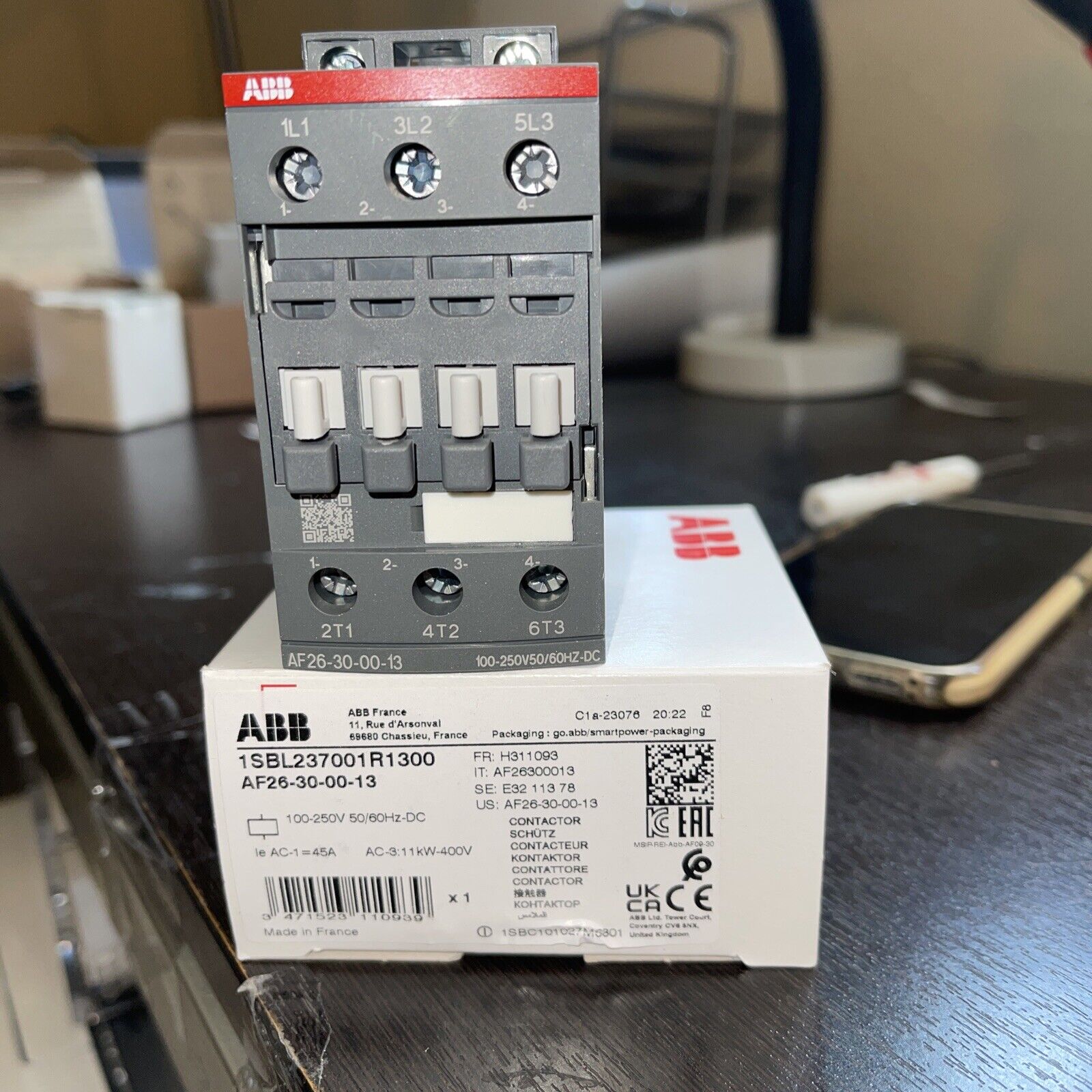 ABB AF26-30-00-13 Contactor, 100-250V, 45A, 3-pole, industrial automation part