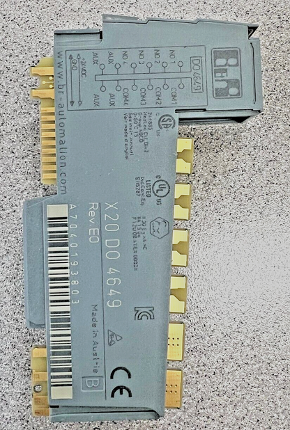 B&R X20 DO 4649 digital output module, industrial automation component. 4 digital outputs, Made in Austria.