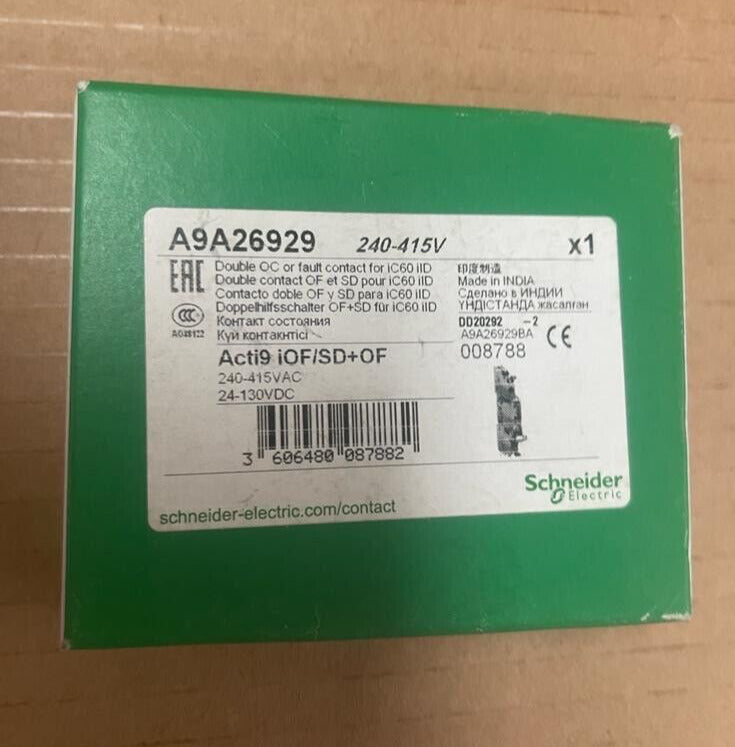 Schneider Electric A9A26929 relay product box, Acti9 iOF/SD+OF, 240-415VAC, for iC60 series