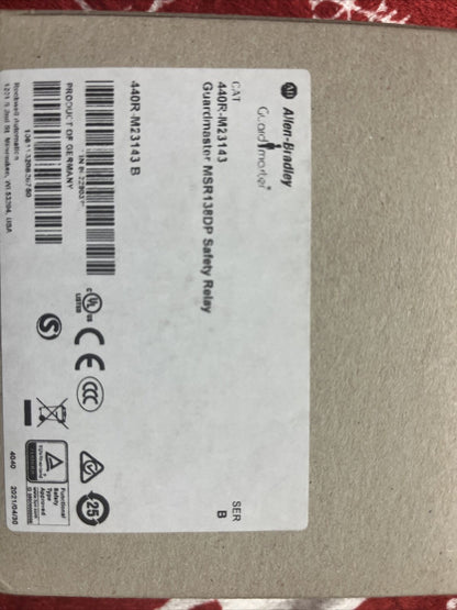 Allen-Bradley 440R-M23143 B MSR138DP Safety Relay, industrial automation component, product details visible, new in box.