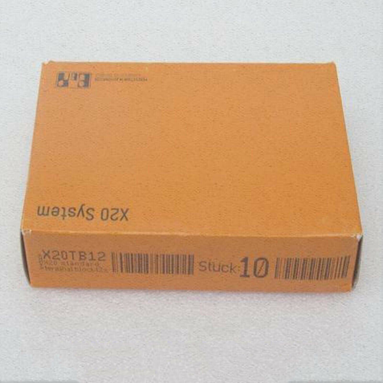 B&R X20TB12 terminal block module box, orange packaging, contains 10 pieces. Industrial automation part.