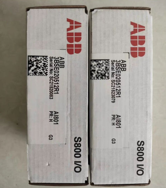 ABB 3BSE020512R1 AI801 Module, S800 I/O, PLC. Industrial automation component in original packaging.