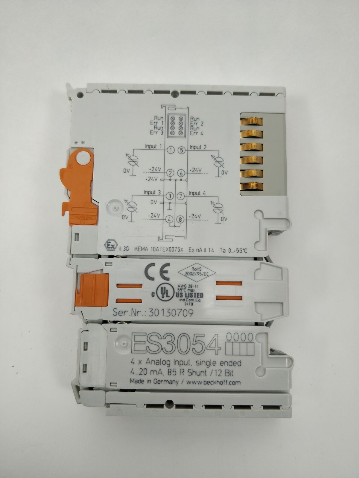 Beckhoff ES3054 4xAnalog Input Single Ended 4 20mA 85R Shunt/12Bit-