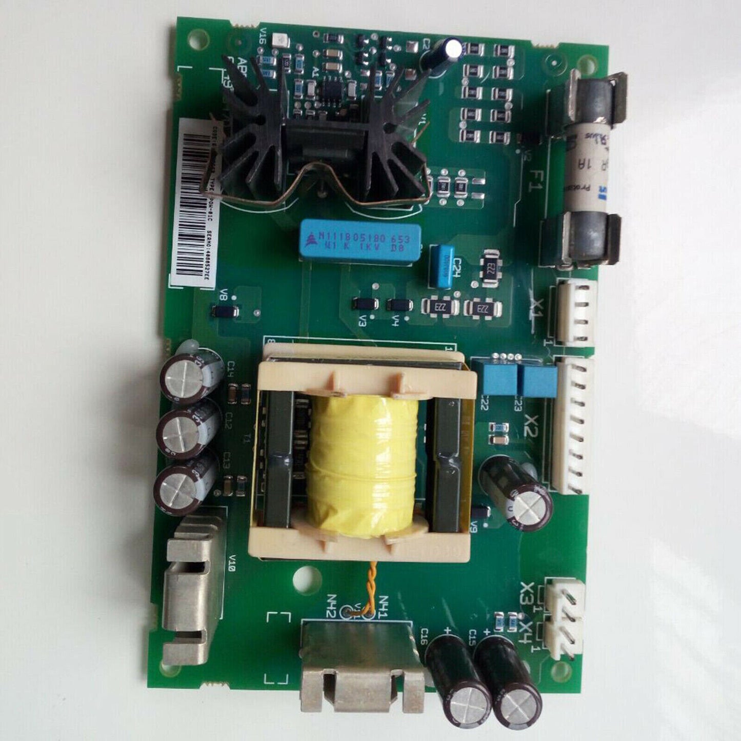 ABB APOW-11C Power Board. Green circuit board with electronic components. ACS800 Inverter part.