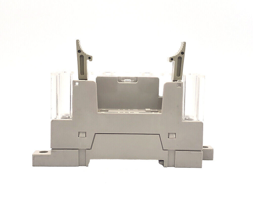 Omron P7SA-10F-ND power relay socket. Gray plastic base with transparent cover for industrial automation.