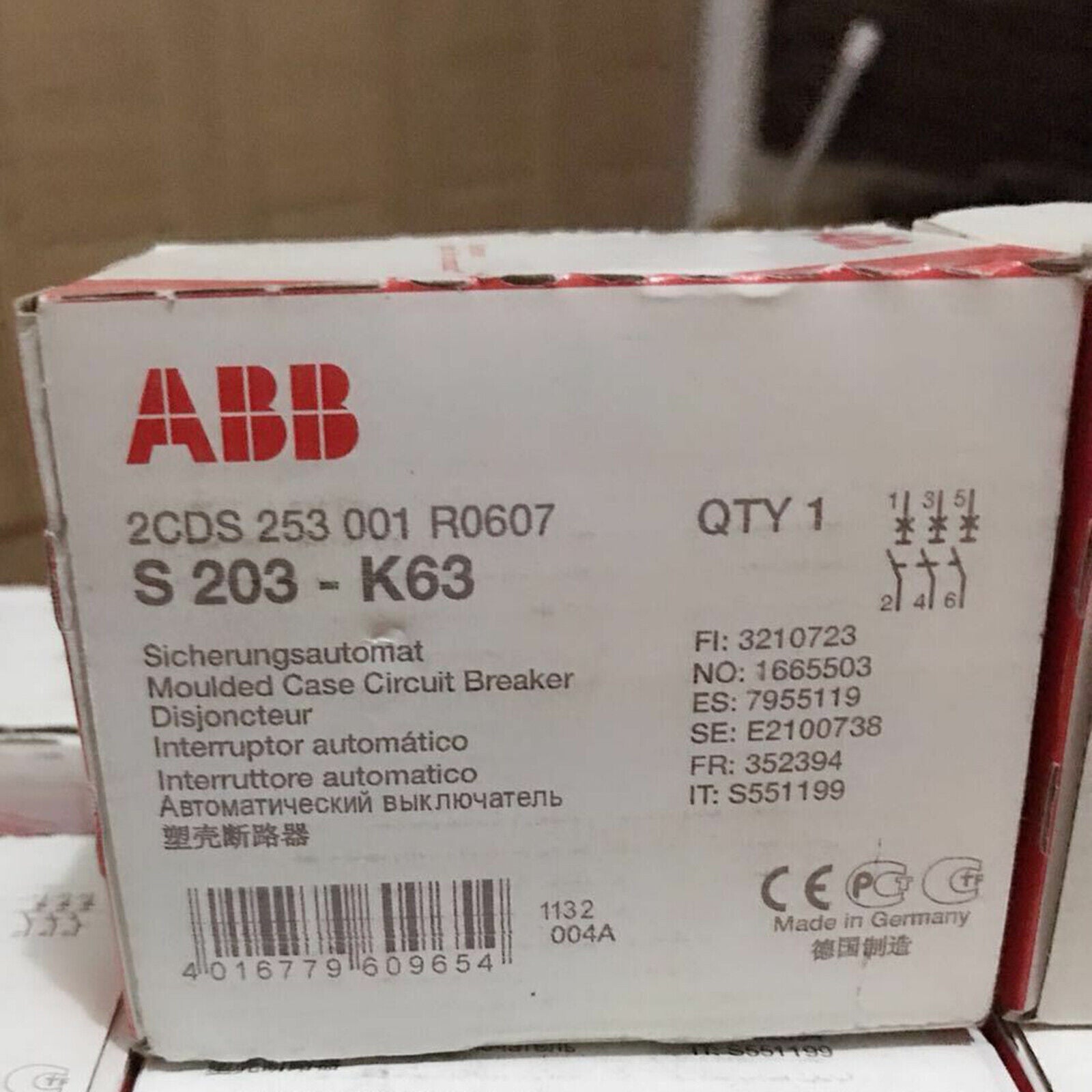 ABB S203-K63 Miniature Circuit Breaker, White Box, Fast Ship