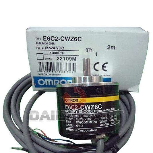 Omron E6C2-CWZ6C Rotary Encoder 1000P/R, New in Box. Includes wiring, label with model number and specifications.