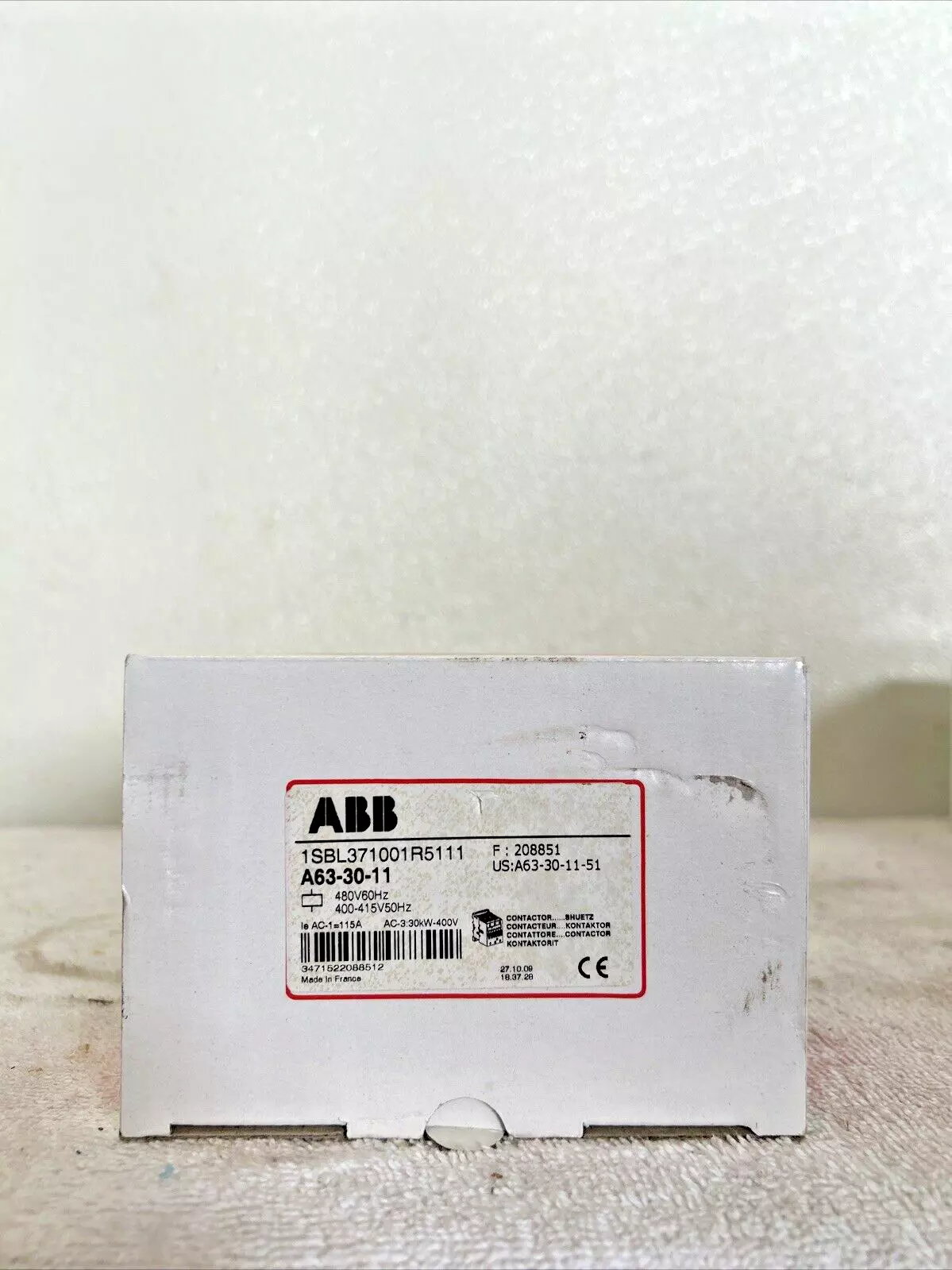 ABB A63-30-11 Contactor in box, new industrial automation part, 220VAC, fast delivery.
