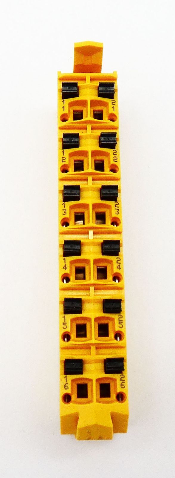 B&R X20TB52 field terminal block, yellow plastic housing with black terminals, numbered 1-6, automation component.