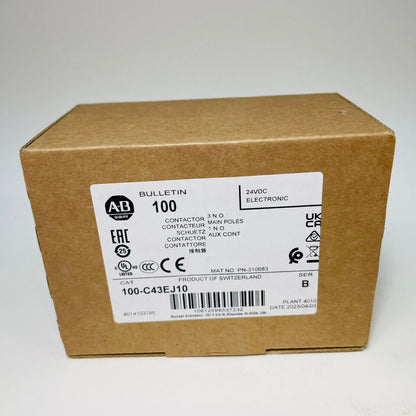 100-C43EJ10 New Allen Bradley IEC 43A Contactor 24VDC ! AB Factory Sealed