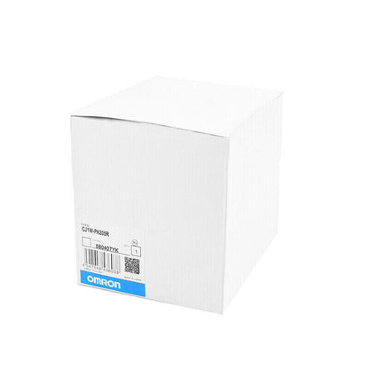OMRON CJ1W-PA205R PLC MODULE in a white box, new in box.