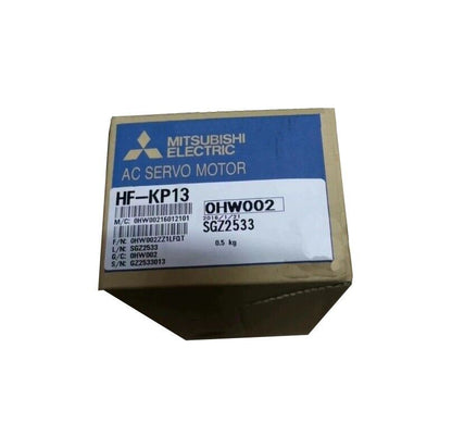 Mitsubishi HF-KP13 AC Servo Motor on box, SGZ2533, industrial automation part.